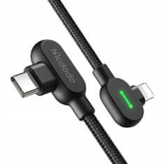 Mcdodo Mcdodo Úhlový Kabel 90° Usb-C Lightning Obousměrný Pro Iphone 13 14 Led 2M