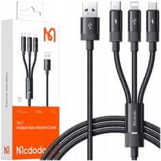 Mcdodo Mcdodo 3V1 Usb Kabel Rychlé Nabíjení Usb-C Lightning Micro Usb Qc 1M Led