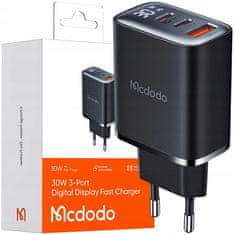 Mcdodo Mcdodo Rychlá Nabíječka Pro Iphone 2Xusb-C 1Xusb Pd 30W Led Metr