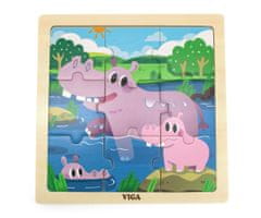 shumee Viga 44628 Puzzle na podložce, 9 dílků - hroch