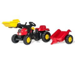 shumee Rolly Toys 023127 Rolly Kid Traktor s lopatou a přívěsem červený