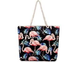 Camerazar VELKÁ DÁMSKÁ NÁKUPNÍ TAŠKA flamingo prostorná plážová taška SHOPPER