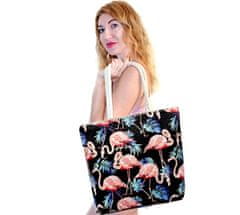 Camerazar VELKÁ DÁMSKÁ NÁKUPNÍ TAŠKA flamingo prostorná plážová taška SHOPPER