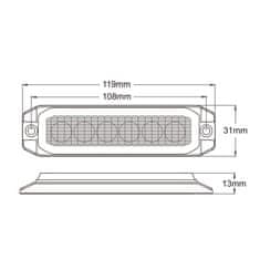 Stualarm PROFI SLIM výstražné LED světlo vnější, oranžové, 12-24V, ECE R65 (CH-06)