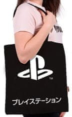 CurePink Shopping taška na rameno Playstation: Černá katanaka (38 x 42 cm)