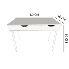 MUVU Moderní Psací Stůl Se Zásuvkami Bílý Mat na bílých nohách Premium 80 Cm