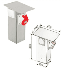 sapro Nerezový zahradní sloupek, 2 zásuvky + 1 zásuvka 3fázová, IP44, 30 cm