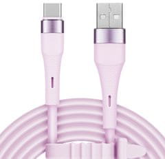 Krüger&Matz Kabel USB silikonový Kruger&Matz KM1268-1P USB - USB-C, 1m, sv. růžová