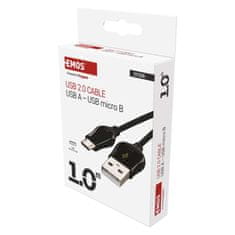 Emos Rychlonabíjecí a datový kabel USB-A 2.0 / micro USB-B 2.0, Quick Charge, 1 m, černý