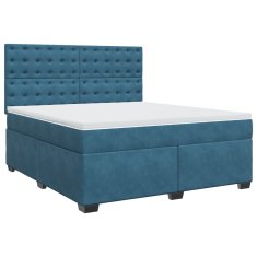 Vidaxl Box spring postel s matrací modrá 180 x 200 cm samet