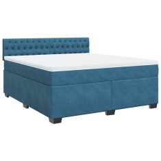 Vidaxl Box spring postel s matrací modrá 180 x 200 cm samet