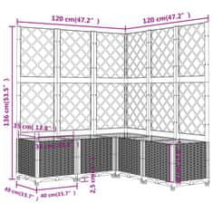 Vidaxl Zahradní truhlík s treláží černý 120 x 120 x 136 cm PP