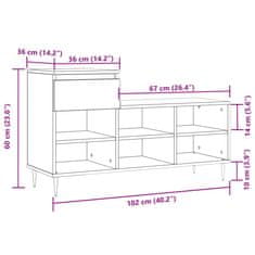 Vidaxl Botník betonově šedý 102x36x60 cm kompozitní dřevo