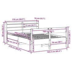 Vidaxl Postel bez matrace bílá 160 x 200 cm masivní borovice