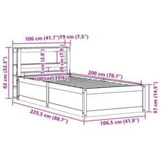 Petromila Rám postele s čelem 100 x 200 cm masivní borové dřevo