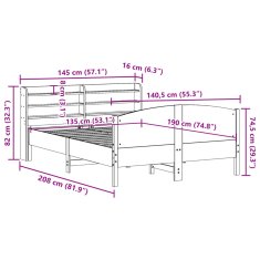 Vidaxl Postel bez matrace bílá 135 x 190 cm masivní borovice