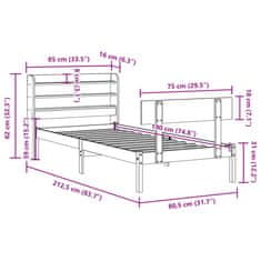 Vidaxl Postel bez matrace bílá 75 x 190 cm masivní borovice