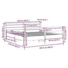 Vidaxl Postel bez matrace bílá 200 x 200 cm masivní borovice