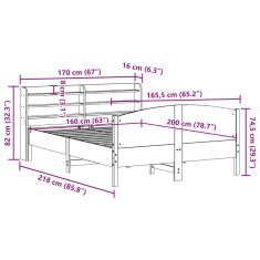 Vidaxl Postel bez matrace bílá 160 x 200 cm masivní borovice