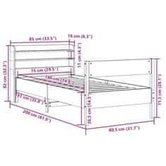 Vidaxl Postel bez matrace bílá 75 x 190 cm masivní borovice