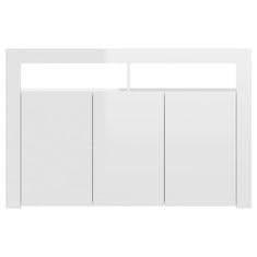 Vidaxl Příborník s LED osvětlením bílý s vysokým leskem 115,5x30x75 cm