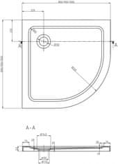 Mexen Sprchová vanička čtvrtkruh 90x90 cm černá (41709090)