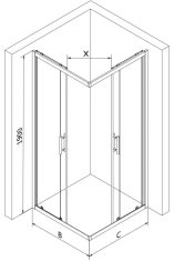 Mexen Rio sprchový kout 80 x 80, transparent, černá + vanička včetně sifonu (860-080-080-70-00-4070B)