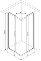 Mexen Rio sprchový kout čtverec 70x70 cm proužky, chrom (860-070-070-01-20)