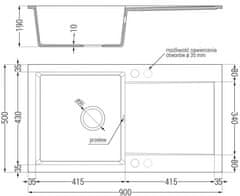 Mexen Leo granitový dřez 1 s odkapávačem včetně baterie telma, černá (6501-77-670200-70)