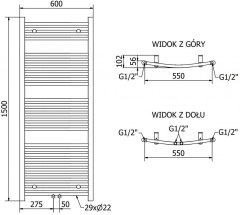 Mexen Ares otopný žebřík/radiátor 1500x600 mm, 733 w,černá (W102-1500-600-00-70)