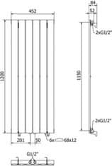 Mexen Boston otopný žebřík/radiátor 1200 x 452 mm, 611 w, černý (W213-1200-452-00-70)