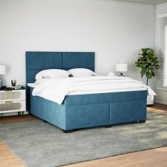 Vidaxl Box spring postel s matrací modrá 180 x 200 cm samet