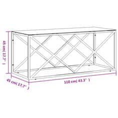 Vidaxl Konferenční stolek 110 x 45 x 45 cm nerezová ocel a sklo