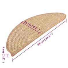 Vidaxl Samolepicí nášlapy na schody 15 ks světle hnědé 65x21x4 cm