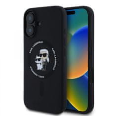 Karl Lagerfeld Zadní kryt Liquid Silicone Karl and Choupette MagSafe pro iPhone 16 Plus Black