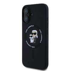 Karl Lagerfeld Zadní kryt Liquid Silicone Karl and Choupette MagSafe pro iPhone 16 Plus Black