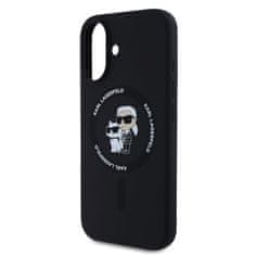 Karl Lagerfeld Zadní kryt Liquid Silicone Karl and Choupette MagSafe pro iPhone 16 Plus Black