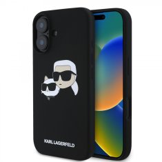 Karl Lagerfeld Zadní kryt Liquid Silicone Double Heads MagSafe pro iPhone 16 Plus Black