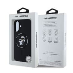 Karl Lagerfeld Zadní kryt Liquid Silicone Karl and Choupette MagSafe pro iPhone 16 Plus Black