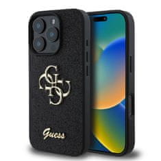 Guess Zadní kryt PU Fixed Glitter 4G Metal Logo pro iPhone 16 Pro Max Black