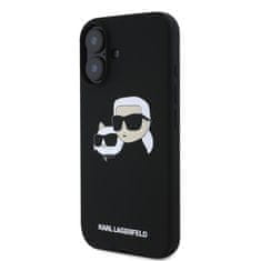 Karl Lagerfeld Zadní kryt Liquid Silicone Double Heads MagSafe pro iPhone 16 Plus Black