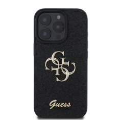 Guess Zadní kryt PU Fixed Glitter 4G Metal Logo pro iPhone 16 Pro Max Black