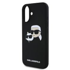 Karl Lagerfeld Zadní kryt Liquid Silicone Double Heads MagSafe pro iPhone 16 Plus Black