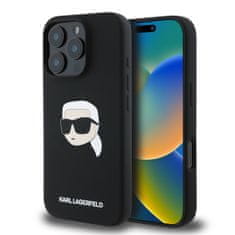 Karl Lagerfeld Zadní kryt Liquid Silicone Karl Head MagSafe pro iPhone 16 Pro Max Black