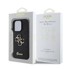 Guess Zadní kryt PU Fixed Glitter 4G Metal Logo pro iPhone 16 Pro Max Black