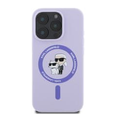 Karl Lagerfeld Zadní kryt Liquid Silicone Karl and Choupette MagSafe pro iPhone 16 Pro Max Purple