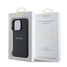 Guess Zadní kryt PU Grained Classic Logo MagSafe pro iPhone 16 Pro Max Black