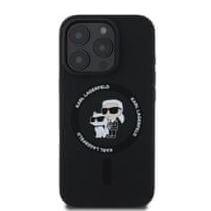 Karl Lagerfeld Zadní kryt Liquid Silicone Karl and Choupette MagSafe pro iPhone 16 Pro Black