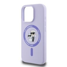 Karl Lagerfeld Zadní kryt Liquid Silicone Karl and Choupette MagSafe pro iPhone 16 Pro Purple