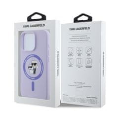 Karl Lagerfeld Zadní kryt Liquid Silicone Karl and Choupette MagSafe pro iPhone 16 Pro Max Purple